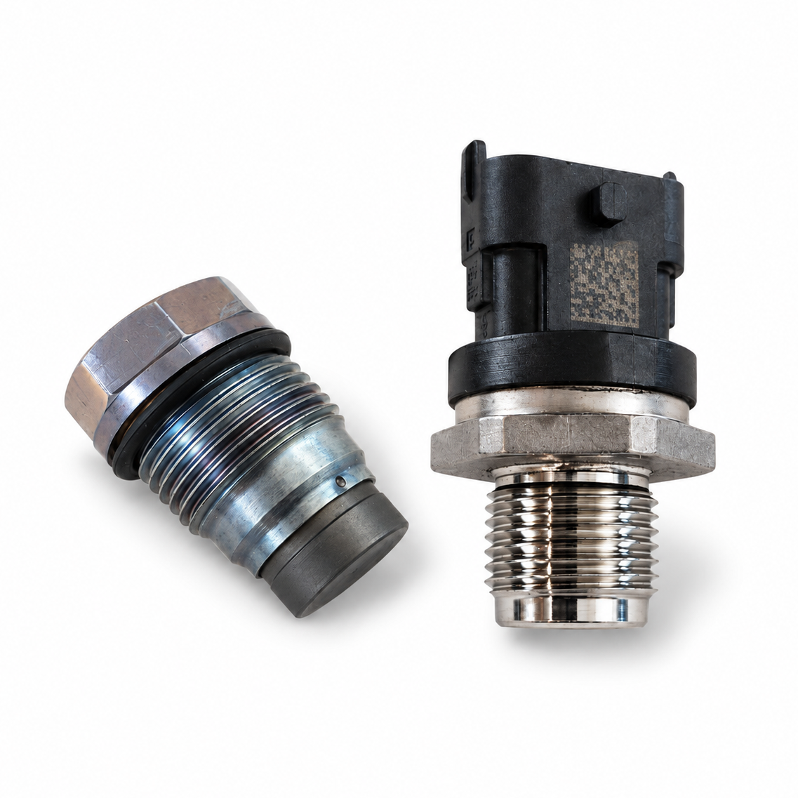 04297148 Fuel Rail Repair Kit with Pressure Relief Valve and Rail Pressure Sensor for Deutz TCD 2.9L 3.6L — main view (both parts)