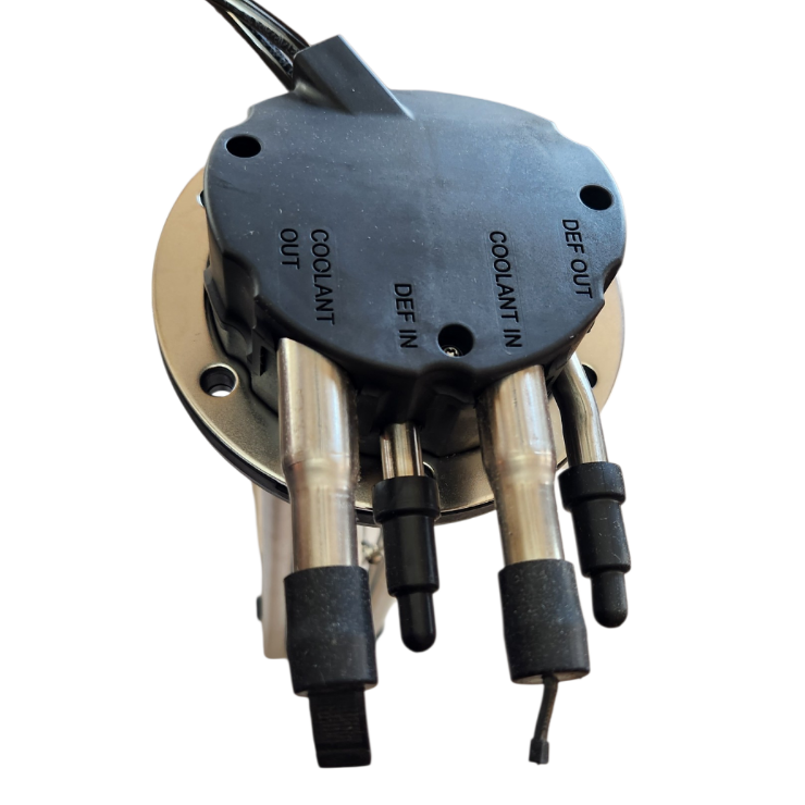 A circular electronic control module with a black top cover, silver cylindrical components, and black terminal caps, shown on a plain white background.